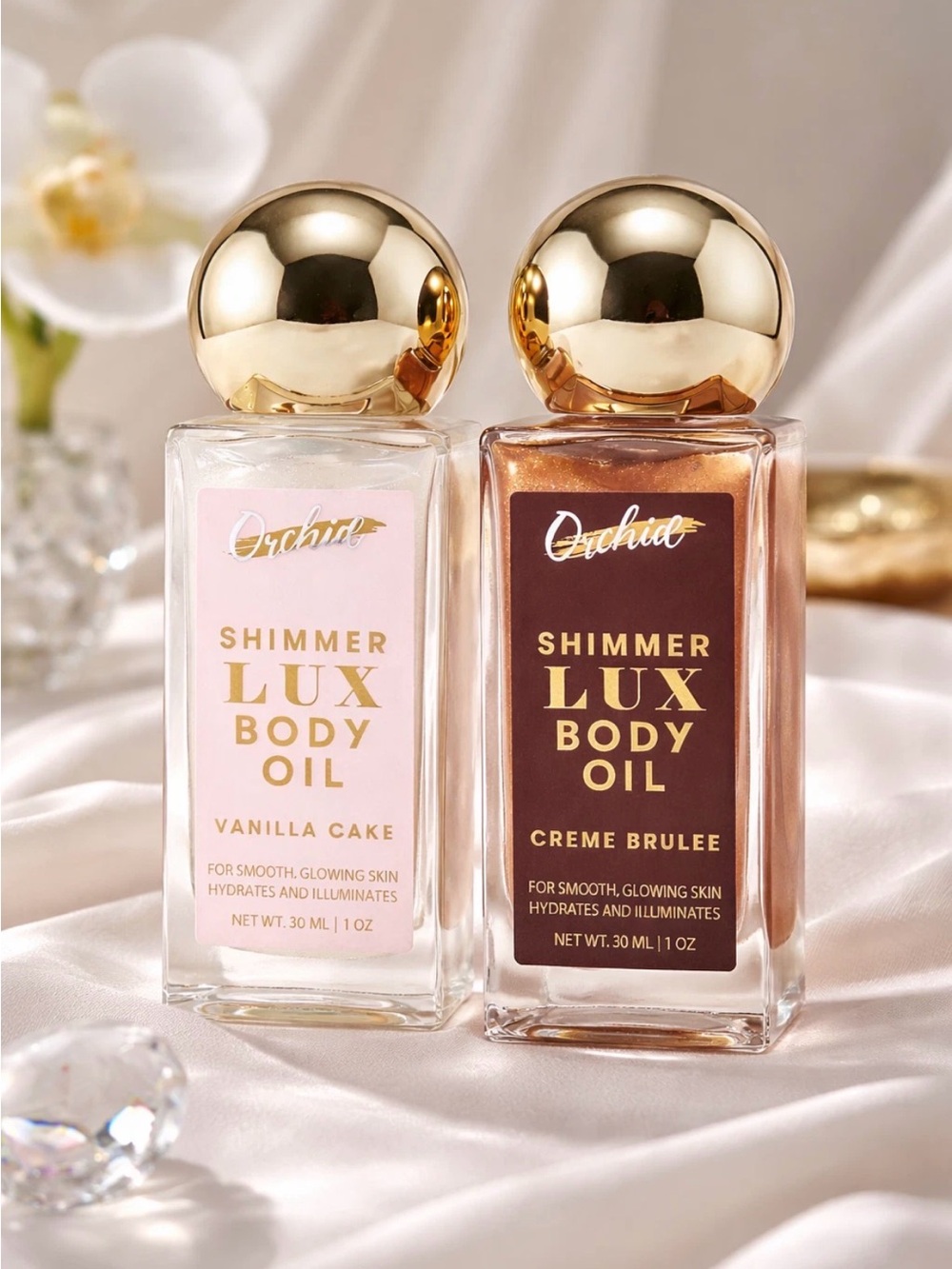 Shimmer Lux Body Oil — Vanilla Cake (Pink)
